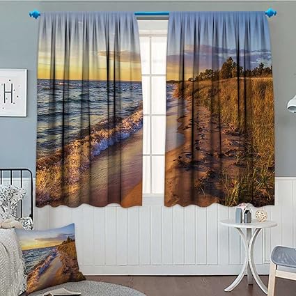 Amazon Com Anniutwo Coastal Window Curtain Fabric Sandy Calm