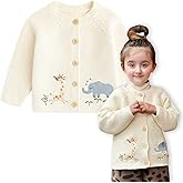 Curipeer Toddler Girl Cardigan Baby Knit Sweater Long Sleeve Button Closure with Pockets