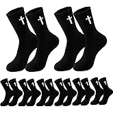 wotemlur 8 pair Christian cross socks prayer stockings suitable for husband, wife, family, birthday Christmas Easter gift