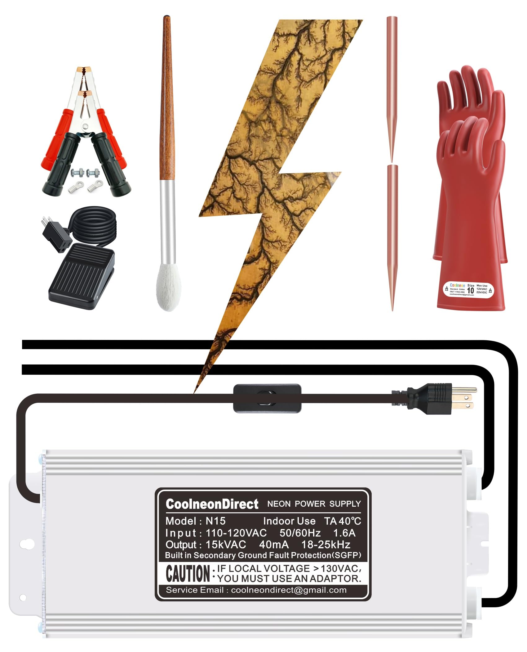 Photo 1 of 15kV Lichtenberg Wood Burning Machine Fractal Wood Burning Machine Kit Neon Light Transformer Burner Device High Voltage Neon Power Supply, Not Led Sign Transformer