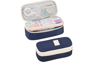 Tergopa Pencil Case for Boys Kids Teens Adults Big Pencil Bag with Zipper Big Pen Pouch Large Stationery Pen Case Organizer for School Blue