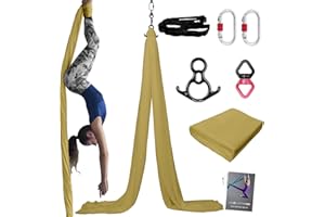 PRIOR FITNESS Aerial Silks Kit Colorful 9/15/20 Yards 40D Nylon Fabric Hammock Set With Hardware & Guide for All Levels Of Aerial Yoga Practice and Acrobatic Flying For Adults Aerial silk