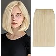 S-noilite Short Hair Extensions Clip in Human Hair 1PCS 2 Clips Clip in Hairpieces Remy Hair For Women with Short Hair Adding Hair Volume 10g 6Inch-Platinum Blonde