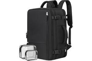 Rinlist Travel Laptop Backpack Carry On Backpack for Men Women Flight Approved College School Computer Bag for Business Hiking Personal Item Backpack Fits 17.3 Inch Notebook Black