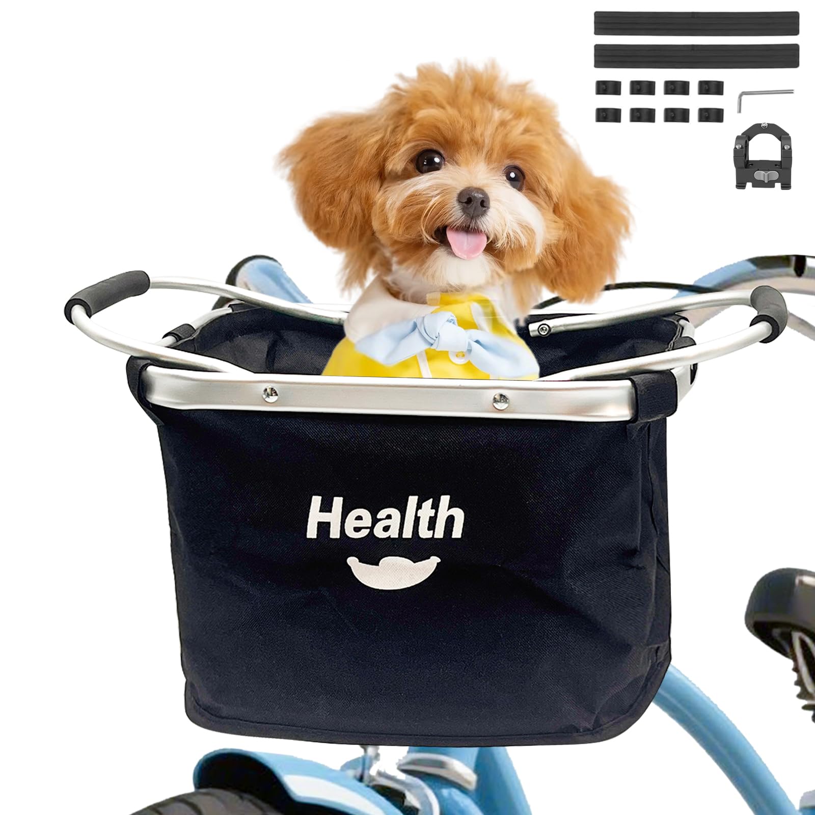 Bicycle Front Basket,Collapsible Removable Bike Canvas Basket, Quick Release Easy Install Multi Purpose Aluminum Alloy Framecan Be Used as Shopping Basket, Pet Cages