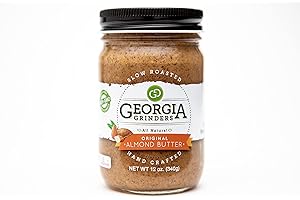 NATURALMOND Georgia Grinders Original Almond Butter 12oz (6ct) Crunchy Gourmet Spread, Whole30 Approved, Keto, Vegan Friendly, Kosher, Non-GMO, No added oils