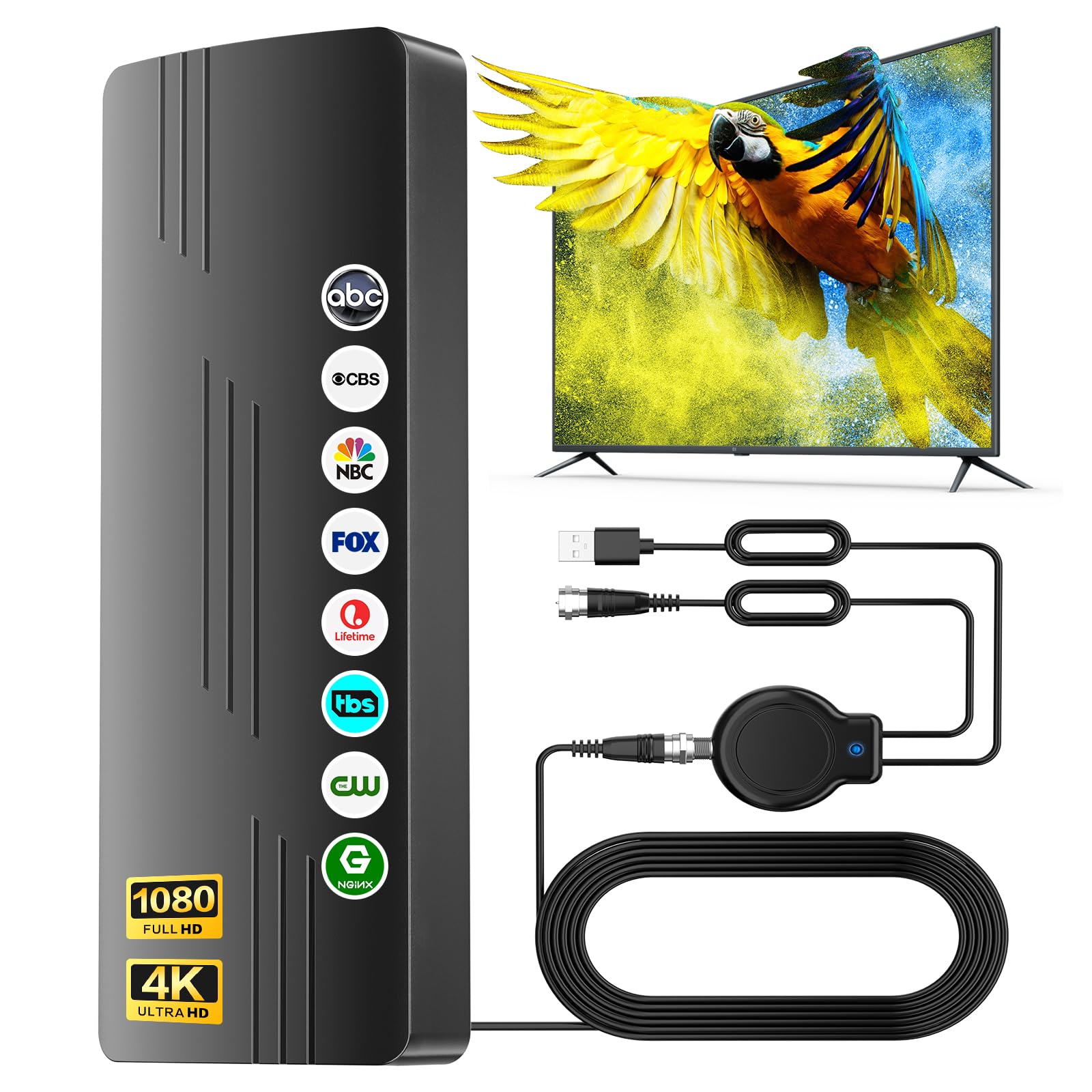 Photo 1 of 2025 Upgraded TV Antenna Indoor Outdoor, 360° Reception 2800+ Miles Long Range, Digital Antenna with Signal Booster, Waterproof,Supports 8K 4K HD 1080P Tv Antenna for Local Channels