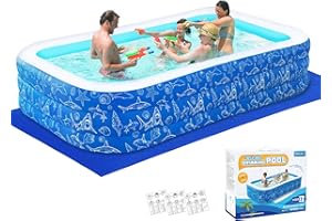 NATTORK Inflatable Swimming Pool for Kids and Adults- 118" x 68" x 22" Family Full-Sized Blow Up Pools for Kids-Thickened Durable Above Ground Swimming Pool Backyard Lawn, Summer Party Outdoor and Indoor