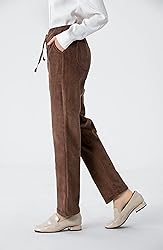 Minibee Women's Casual Corduroy Pants Comfy Pull on