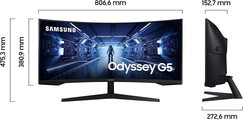 Gaming Monitor G5 C34G55TWWP, 34 Zoll, VA-Panel, UWQHD-Auflösung, AMD FreeSync Premium, Krümmung 1000R, Bildwiederholrate 165 Hz, Reaktionszeit 1 ms (MPRT), schwarz