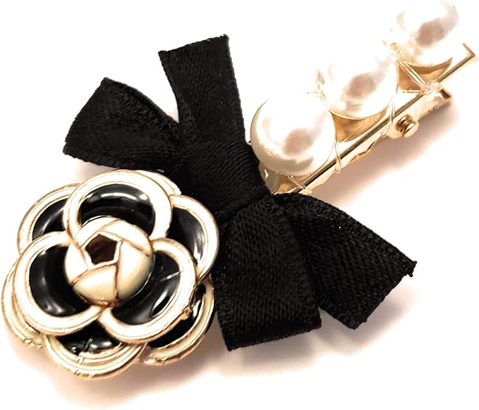 Amazon Co Jp Riz Pop カメリア リボン パール 椿 花 ヘアクリップ ヘアピン 簡単ヘアアレンジ 可愛い 上品 エレガント レディースアクセサリー 服 ファッション小物