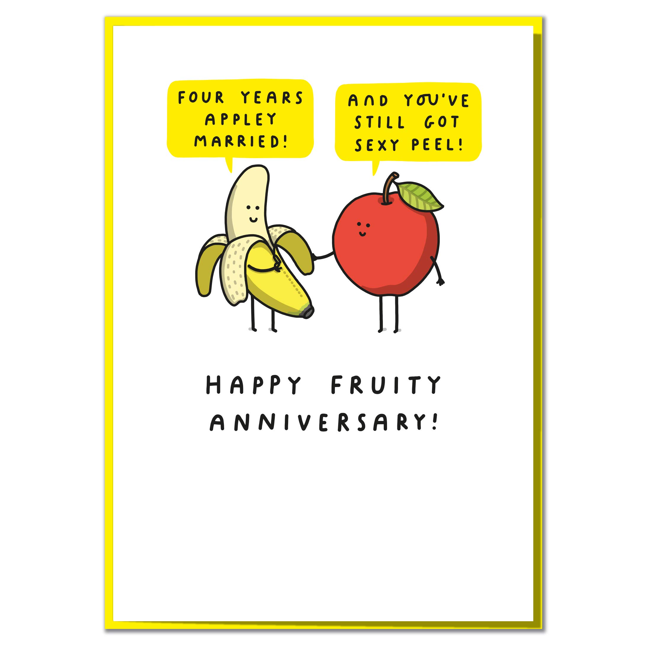 Four Years Appley Married! And You've Still Got Sexy Peel! Funny 4th Anniversary Card