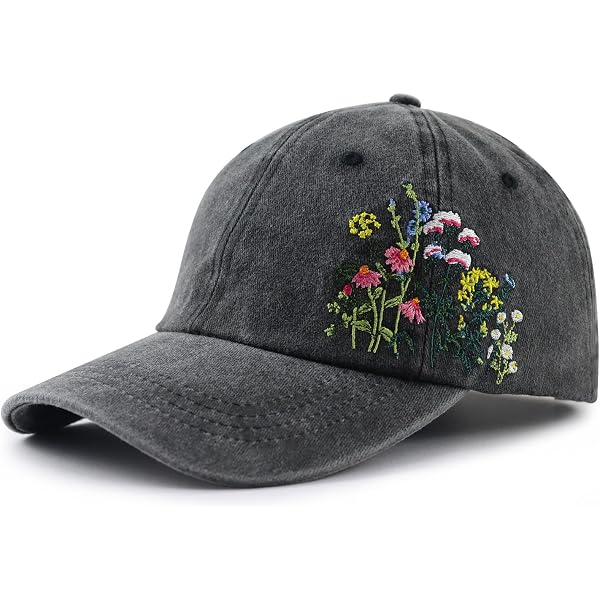 Elegant Floral Embroidered Hat 1pc womens fashion wide brim fedora hat lake blue floral - Temu main image 3