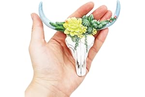 Oooct Bearded Dragon Tank Decor Accessories, Resin Cattle Skull Reptiles Hideouts Decorations, Decor Statue for Fish Aquarium Cave Landscape