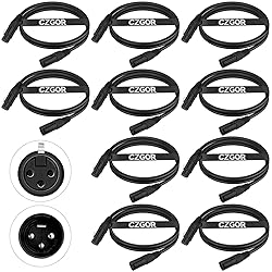 DMX Cable 6.5 ft, 10 Pack Czgor Flexible 3 Pin XLR