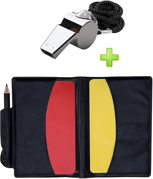 Golvery Referee Coach Metal Whistle with Referee Cards Set, Red