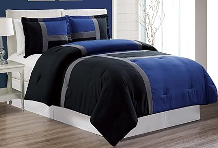 Amazon Com 2 Piece Navy Blue Black Goose Down Alternative Color