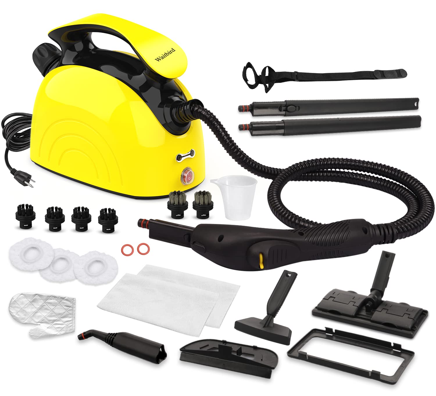 Photo 1 of Steam Cleaner, Handheld Steamer with 21 Accessories, 248°F High-Temperature Steam for Floors, Grout, Tiles, Carpet, Cars - Portable 1.08L Tank, Child Lock, Chemical-Free Cleaning (Yellow)