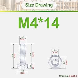 Pzsmocn 200 Pieces/100 Sets M4*14 mm PC Transparent