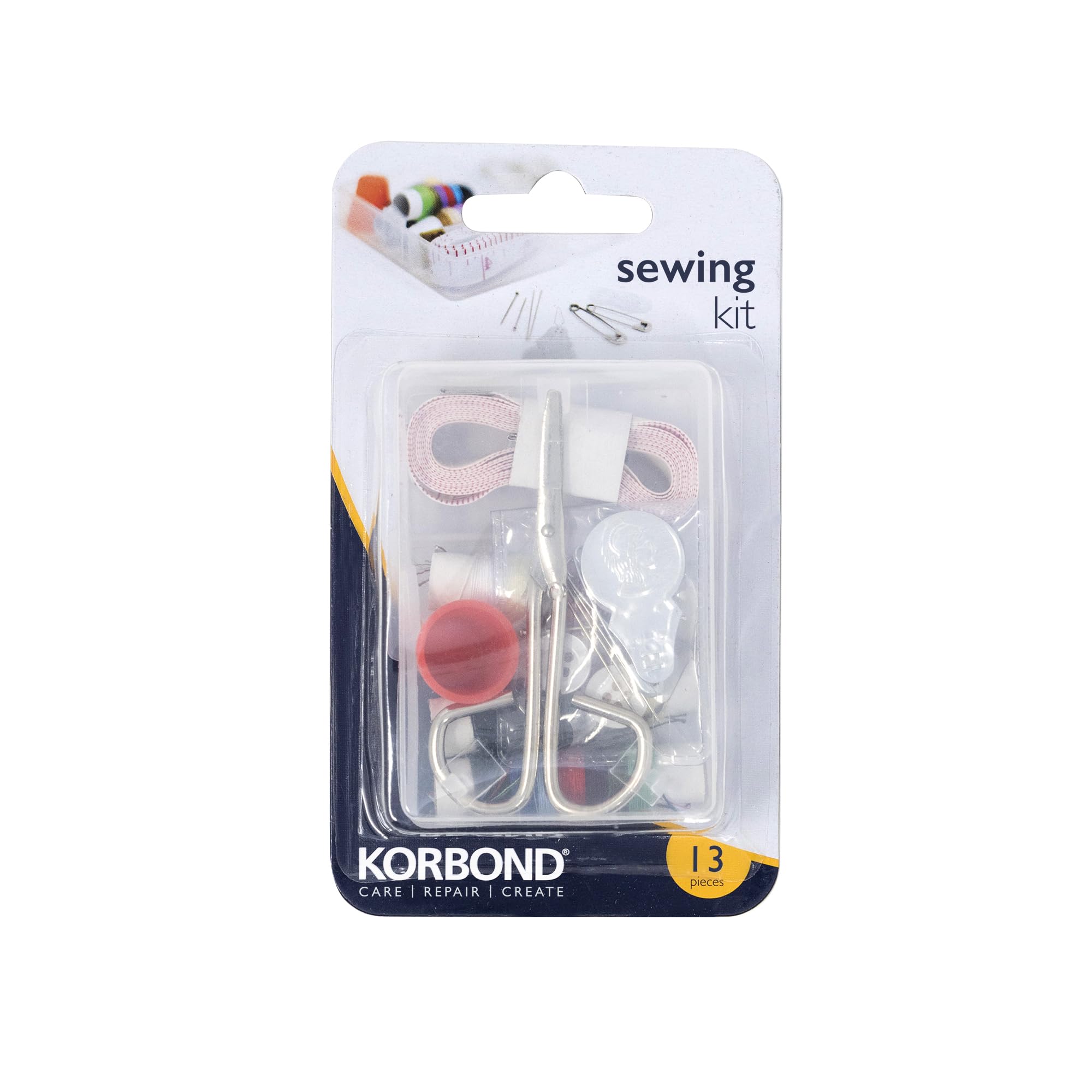 Korbond Sewing Kit - 15 Piece Essential Sewing Kit for Repairs and Projects