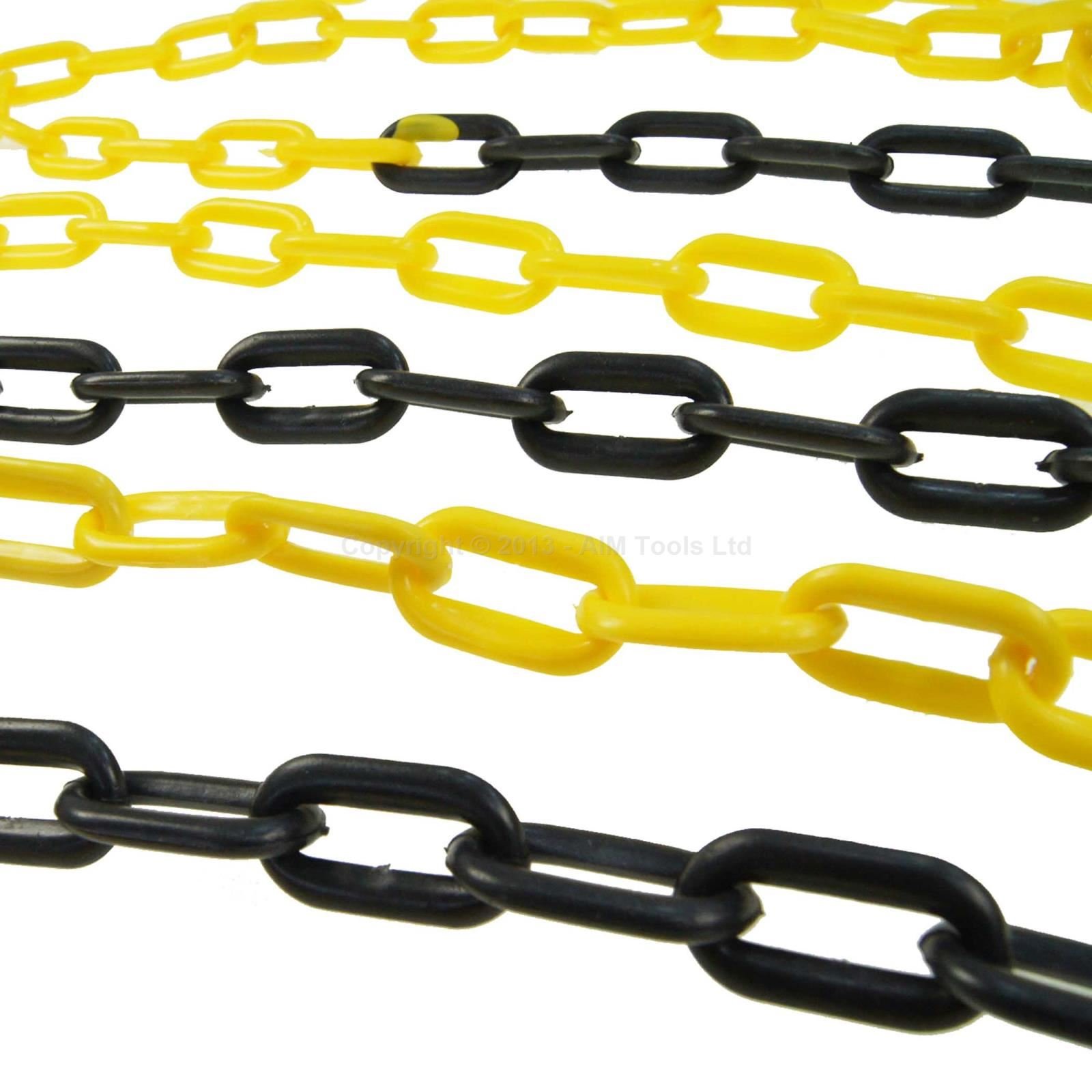 KATSU Plastic Chain Barrier 6 Meters 6mm x 6m High Visibilty Black and Yellow Plastic Link Chain for Warning Safety Parking Space, Crowd Control, Traffic, Queuing Line 990938
