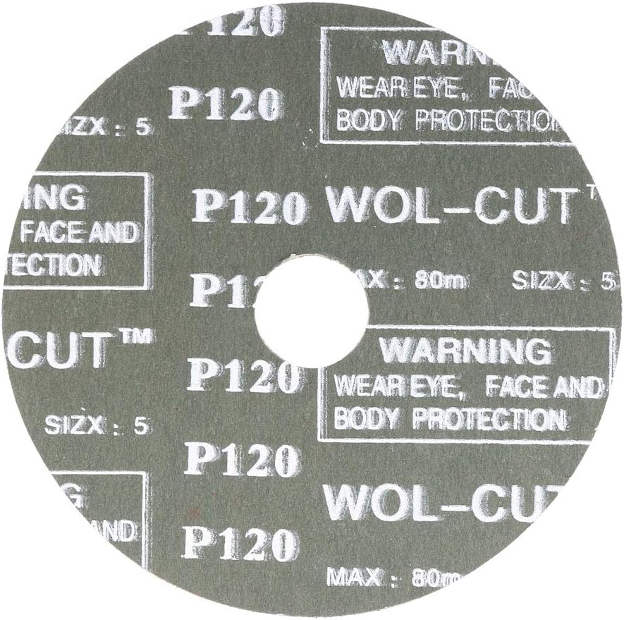 sourcing map 5-Inch x 7/8-Inch Aluminum Oxide Resin Fiber Discs, Center Hole 120 Grit Sanding Grinding Discs, 5 Pack - Image 4