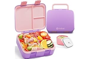 Fimibuke Bento Lunch Box for Kids, Leak-proof Boys Girls Bento Box with 3-Compartment BPA Free Dishwasher Safe Kids Lunch Portion Container Snack Box with Sauce Cup for Age 3-12 Kid Toddler for School