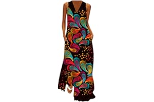 VEDOLAY Maxi Dress for Women Summer Women's Casual Loose Elegant Long Dress Sleeveless Split Beach Floral Dresses