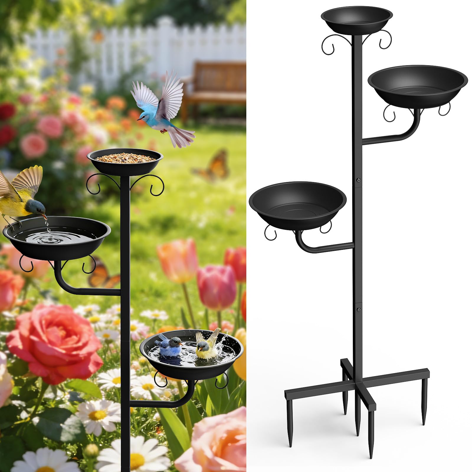 Photo 1 of ***MISSING PARTS***
Pawaboo Bird Bath for Outside, 47in Metal Freestanding Birdbaths & Birdfeeder, Bird Feeder Bowl and 2 Birds Bath Bowls, 5-Pronged Base Birds Baths Feeder Stand for Outdoors Garden Yard Lawn Decor