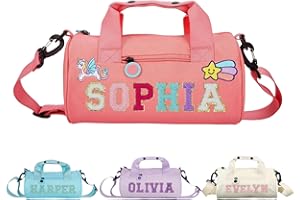 Personalized Kids Dance Ballet Bag, Kids Chenille Letter Duffel Bag, Sport Duffle Bag, Travel Duffel Bag, Pink Cheerleader Ba