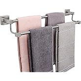 TocTen Double Bath Towel Bar - Thicken SUS304 Stainless Steel Towel Rack for Bathroom, Bathroom Accessories Double Towel Rod Heavy Duty Wall Mounted Square Towel Holder(Brushed Nickel, 24 INCH)