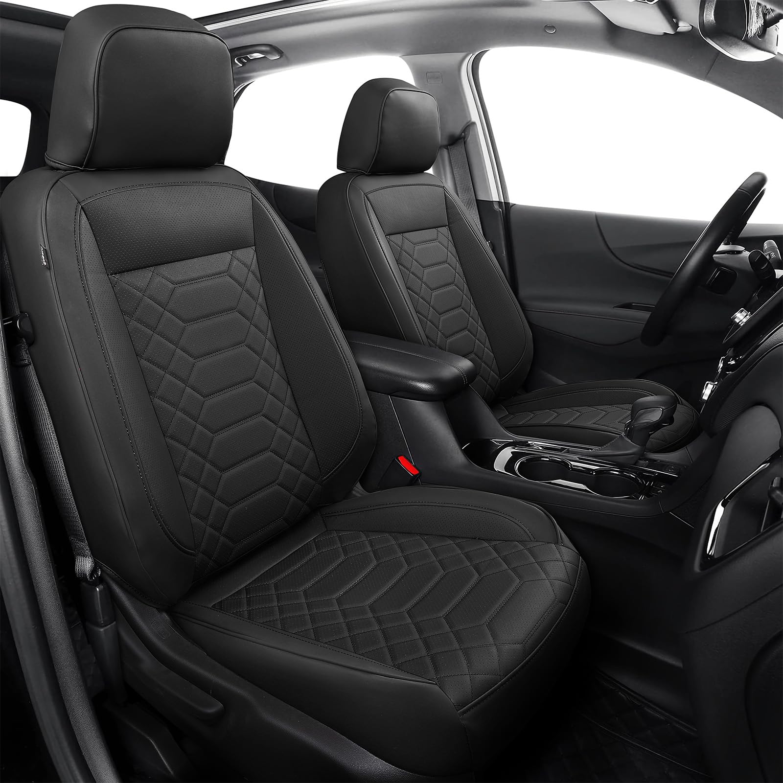 Photo 1 of FREESOO Customized for Chevy Equinox Seat Covers 2018-2024 Full Set (Not for 2025-2026), Faux Leather Car Seat Cover for Chery Equinox Premier, LS,LT,L,RS (Not for Equinox EV) Black