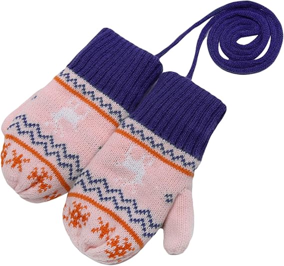 Amazon 女の子のクリスマスの熱ミトンの手袋 3 12 年の子供の冷たい天候の手袋とひものウールのエルクの雪片の冬の手袋 手袋 通販