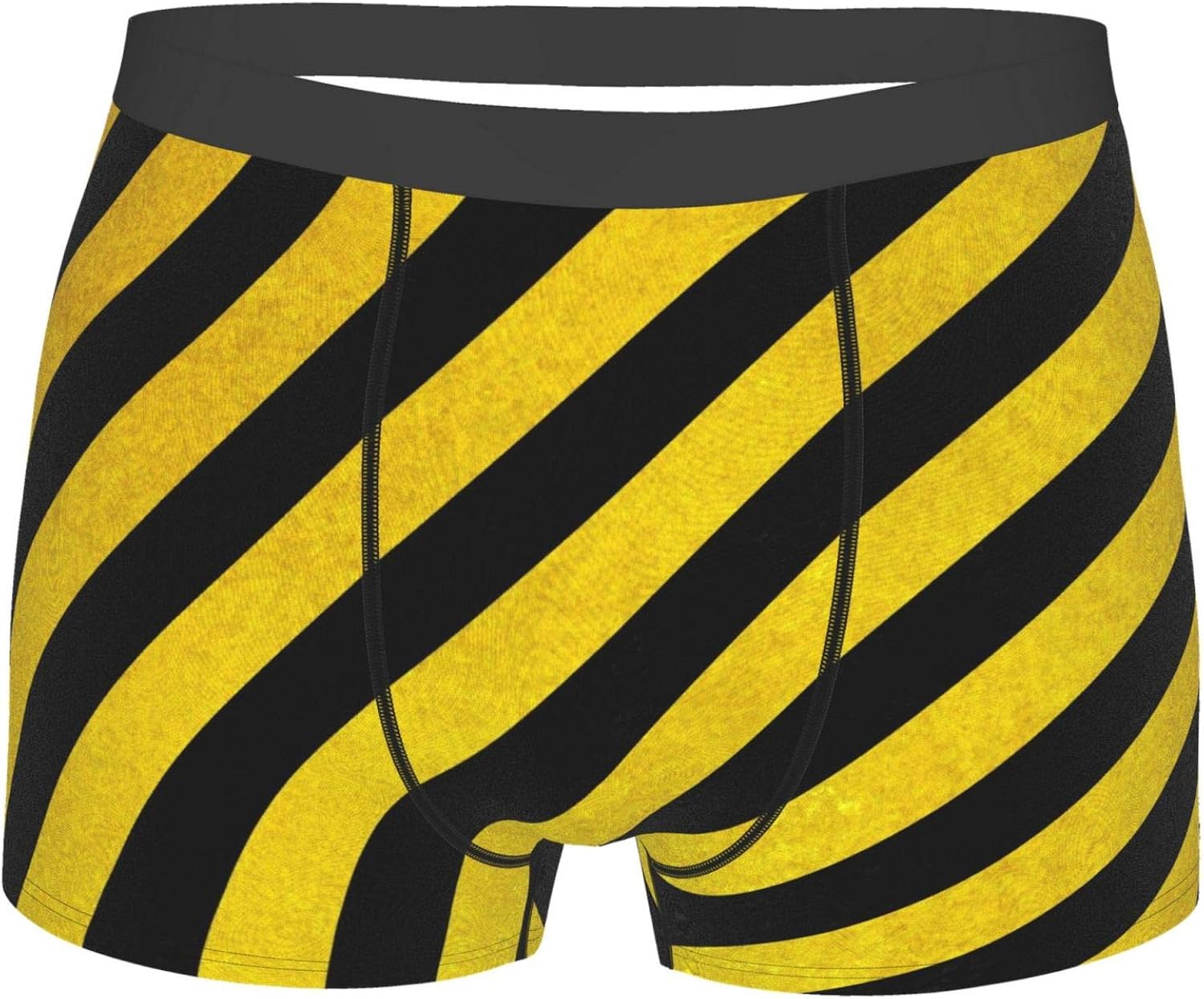 Mens Boxer Briefs Yellow Black Stripes Underwear with Has Black Nylon Elastic Waistband at