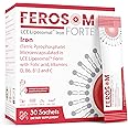 Ferosom Forte LCE Liposomal Iron – Supplement Powder Gentle on the Stomach – 21g Elemental Iron with Vitamin B12, B6, D, C, Folic Acid – Berry Flavor Powder or Liquid Iron Drink, 30 Vegan Iron Sachets