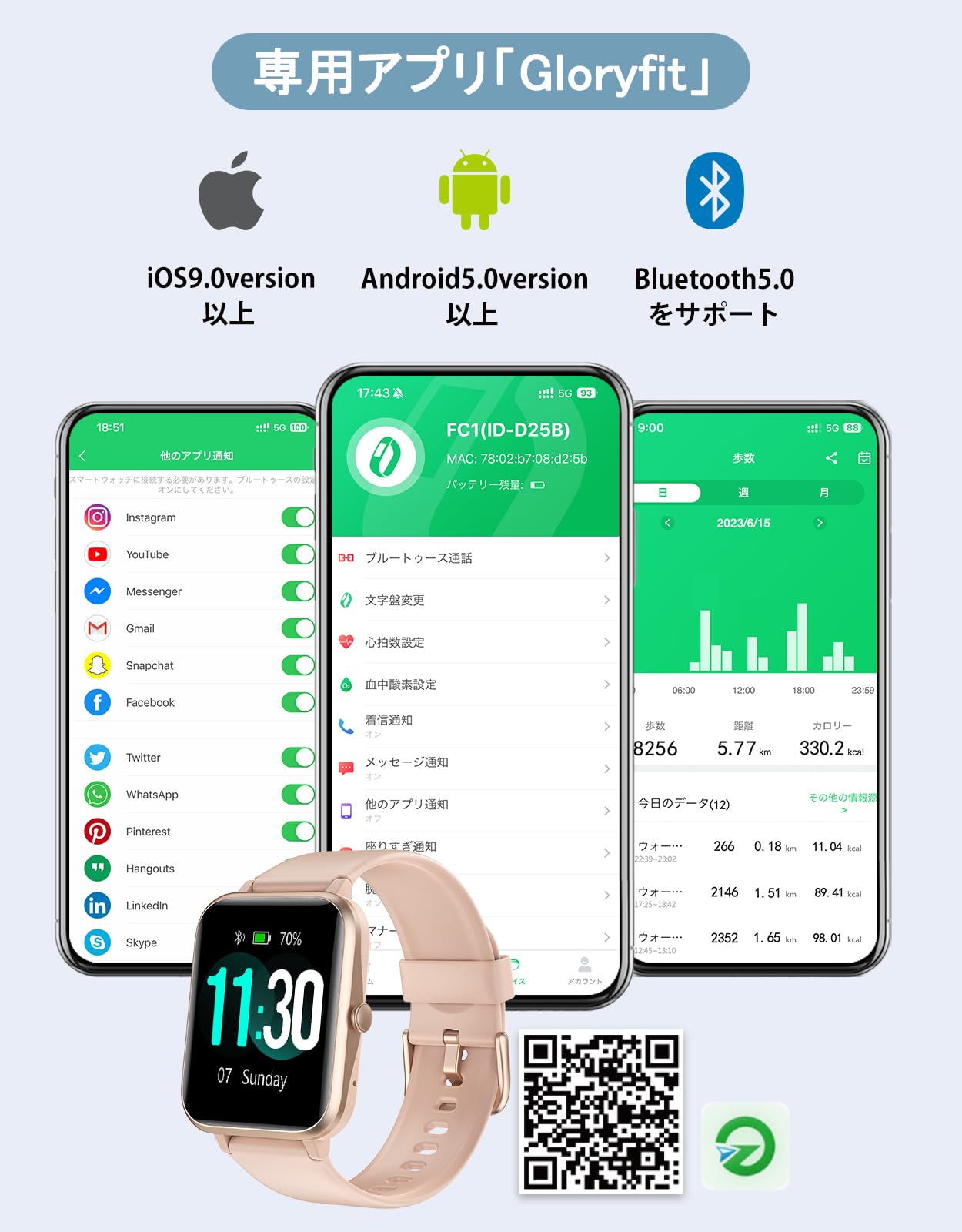 GanRiver Smart Watch, Pedometer with Call Function, Wristwatch, Compatible with iPhones, Android Compatible, Smart Watch Women, HD Screen, Long Lasting Battery, Various Exercise Modes, Pedometer,