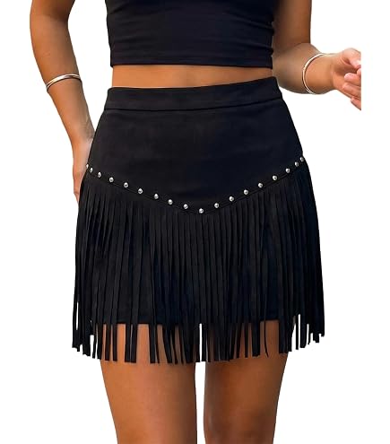 Idyllwind Women's Women'S Irene Fringe Faux Leather Skirt