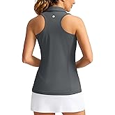 Women's Sleeveless Golf Shirt Zip Up Quick Dry Collared Tank Tops Racerback Tennis Athletic Polo Shirts for Women