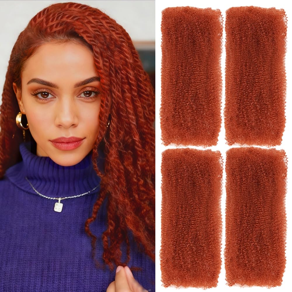 Photo 1 of 16 Inch 4 Bundles 40Grams Afro Kinkys Bulk Hair for Micro Twist Natural Black Afro Kinky Curly Braiding Synthetic Hair for Locs Repair Micro Locs Springy Twist Crochet Hair for Black Woman # 350