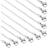 20Pack Bulk Fadeless Stainless Steel Necklace Chain Stainless Steel Link Cable Chain Necklace with Lobster Clasps Jewelry Making Accessories