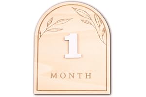 OENIZI Baby Monthly Milestone, Wooden Baby Milestone Signs, Monthly Milestone Wood Discs, Baby Milestone Discs (Boho)
