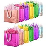Lzerking Gift Bags with Handles 30 Pack 13x5x11in(Includes Tissue Paper) Colorful Reusable Gift Bags for Parties, Birthdays, Weddings, Holidays