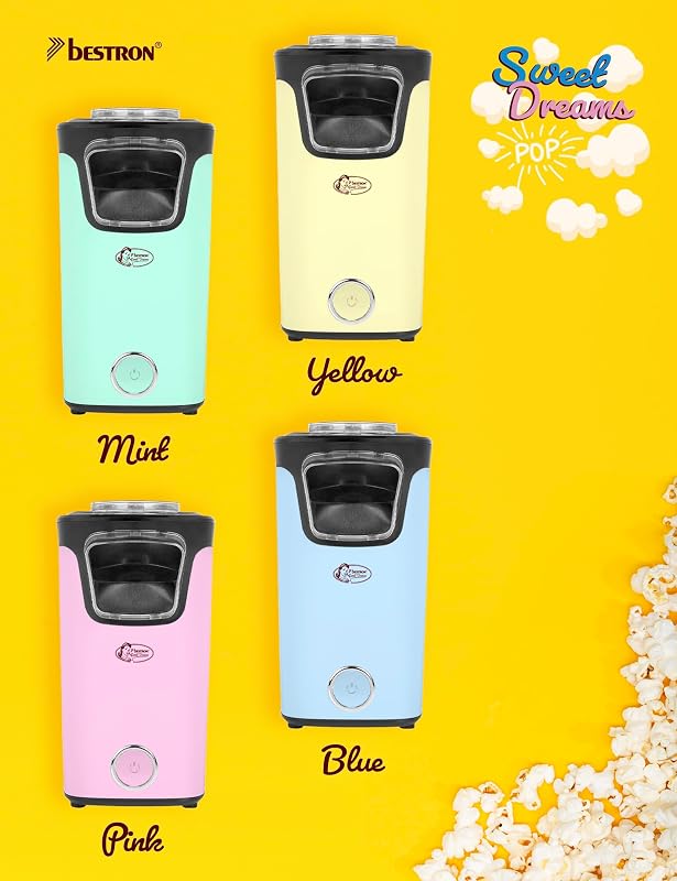 Palomitero, Turbo-Palomitas en menos de 2 minutos, con tecnología de aire caliente, incluye 10 bolsas de palomitas y taza medidora integrada, colección Sweet Dreams, Color: Rosa