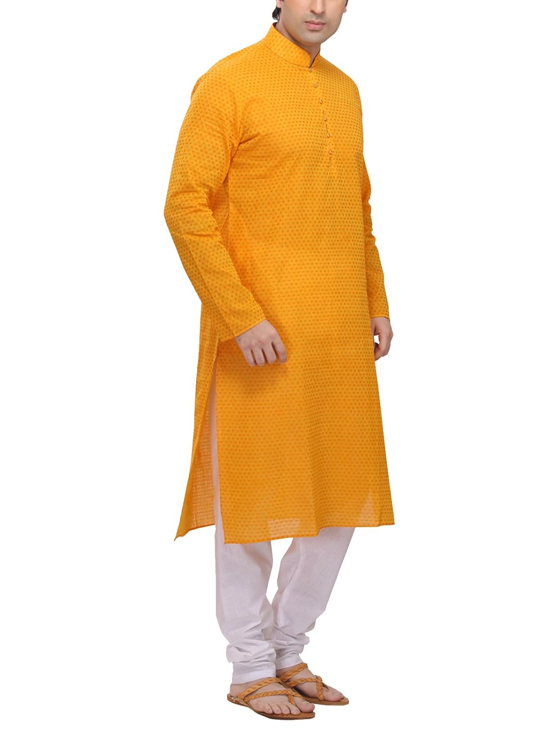 rg designers men's yellow kurta pyjama set