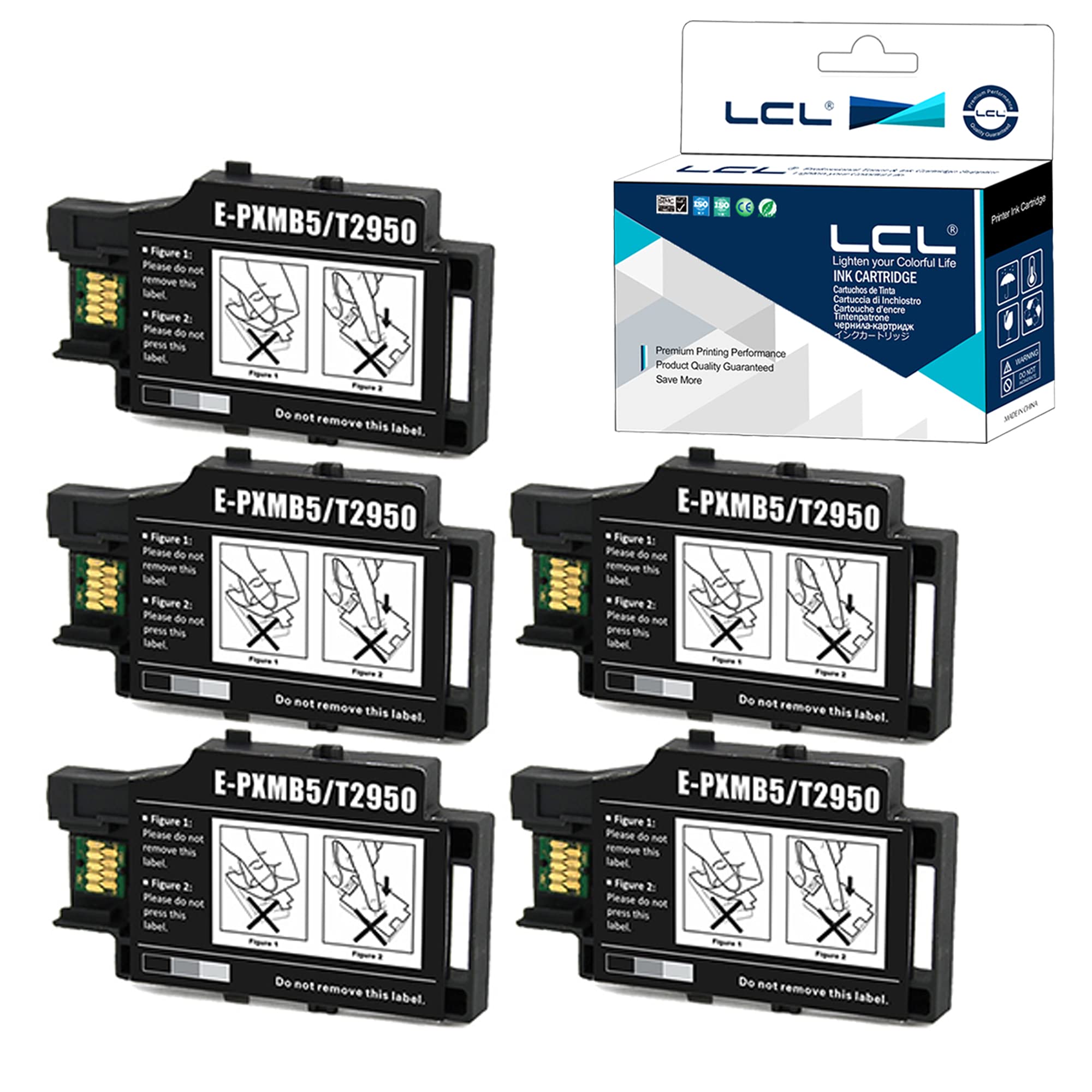 LCL T295000 C13T295000 T2950 PXMB5 Compatible Maintenance Box Replacement for Epson Workforce WF-100 WF-110 WF-100W (5-Pack Black)