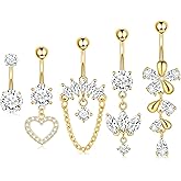 Dangle Belly Button Rings Piercing Jewelry for Women Surgical Stainless Steel Navel Dangly