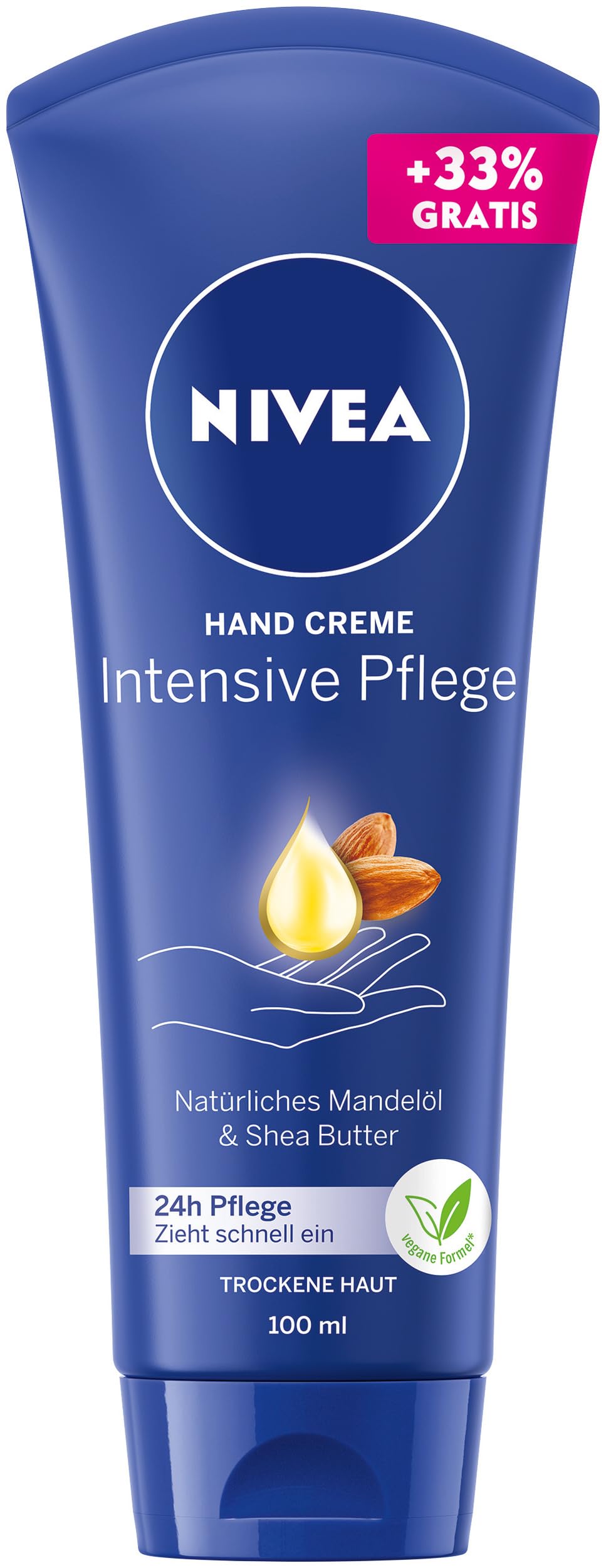 NIVEA Intensive Care Hand Cream, Rich Skin Cream with Almond Oil for Intensive Moisture, Skin Care with Unique NIVEA Fragrance (100 ml)