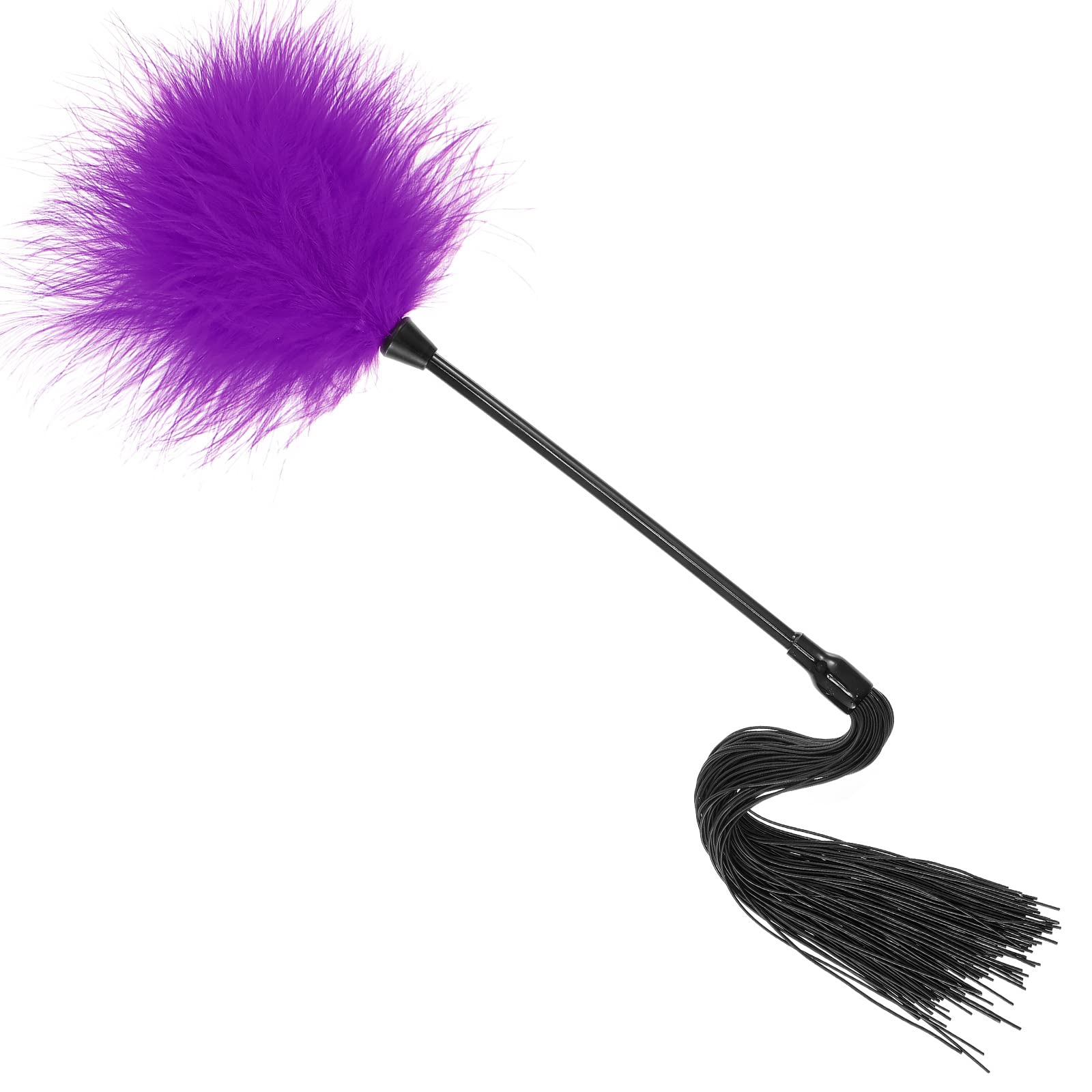 Feather Tickler Soft Fur Brush Tickler Duster Silicone Tickle Stick Whip Feather Dusters with Tassels for Couples(Purple and Black)