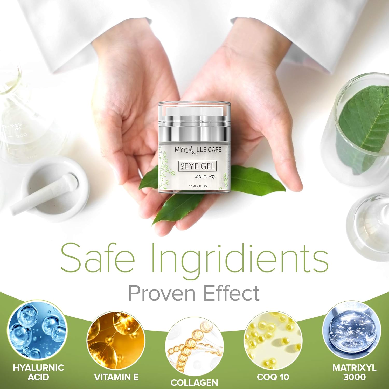 Eye Gel with Hyaluronic Acid, Reduce Dark Circles, Puffiness and Eye Bags. Anti Wrinkle Under Eye Treatment, Hydrating Gel with Collagen, Aloe and Vitamin E, Anti Aging Cream for Men & Women: Beauty