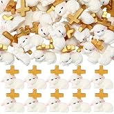Wesiti 50 Pcs Mini Resin Lamb Figurines with Cross, Lovely | Lamb of God Religious Decoration, Baptism Communion Cake Topper, Christmas Christian Gift, Church Ceremony Party Favors